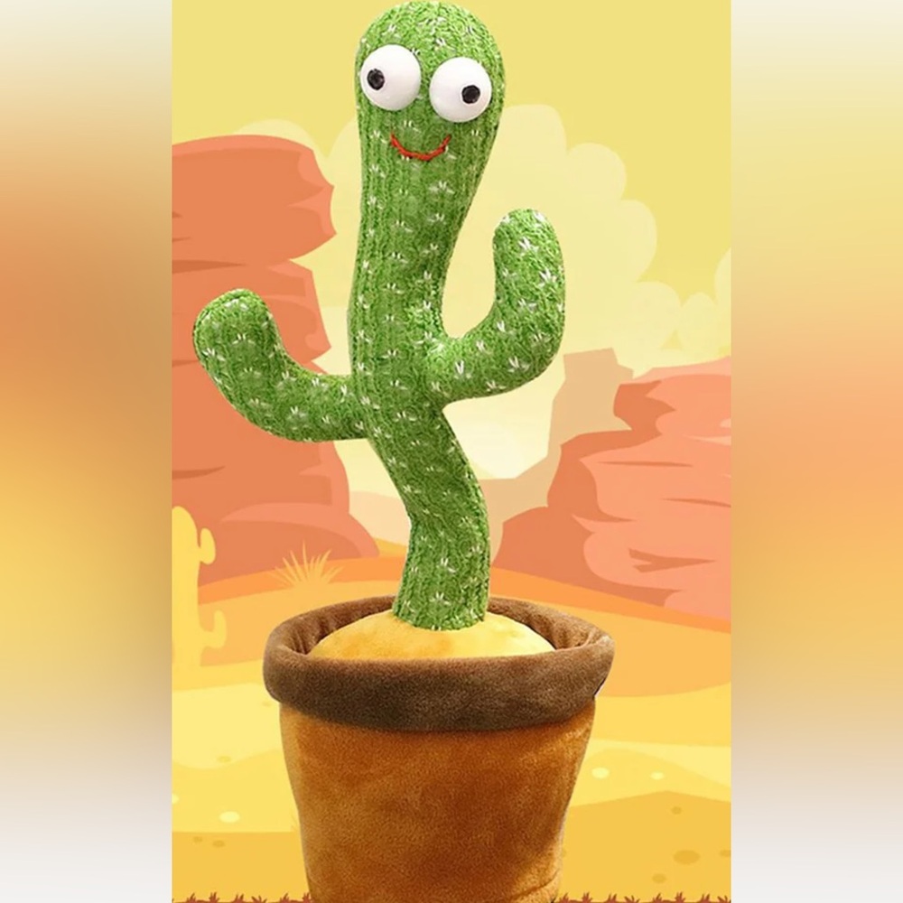 Green Plush Talking and Wiggling Cactus